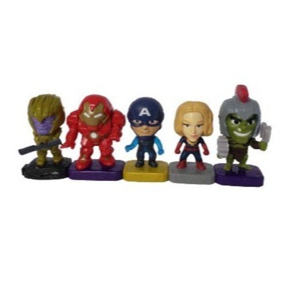 Avengers Thanos Iron Man Cpt Am Cpt Marvel Hulk 5 Collectible Mini Figures McD's
